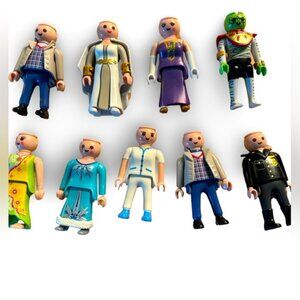 Playmobil 8 misfit figures missing hair or hat